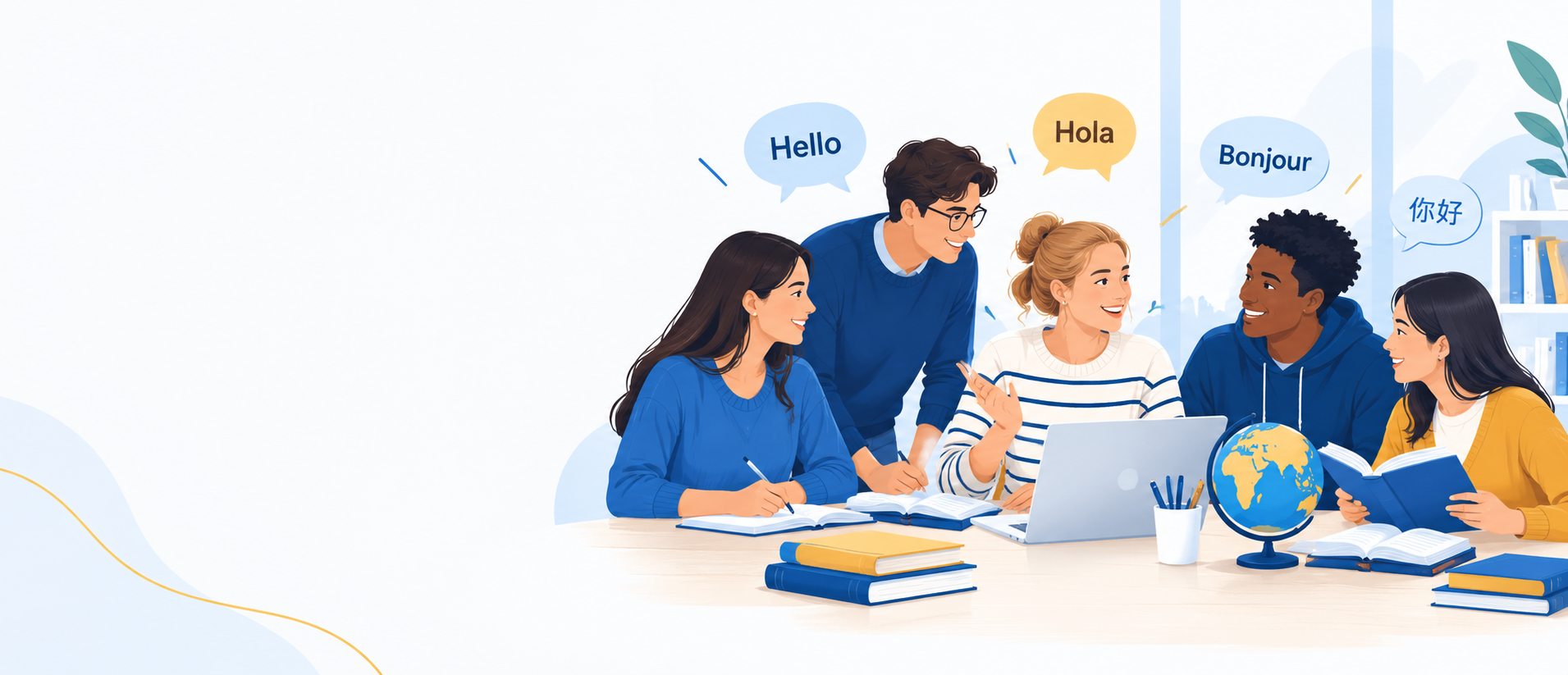 Students learning languages together